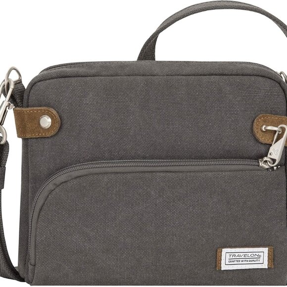 Anti-Theft Small Crossbody Bag Canvas Suede RFID Locking Pockets Unisex - Picture 1 of 10